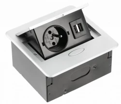 Indux Flip Small kuchynská zásuvka do pracovnej dosky alebo horného skrinky, matná biela, s 2 USB nabíjačkami 1208957426