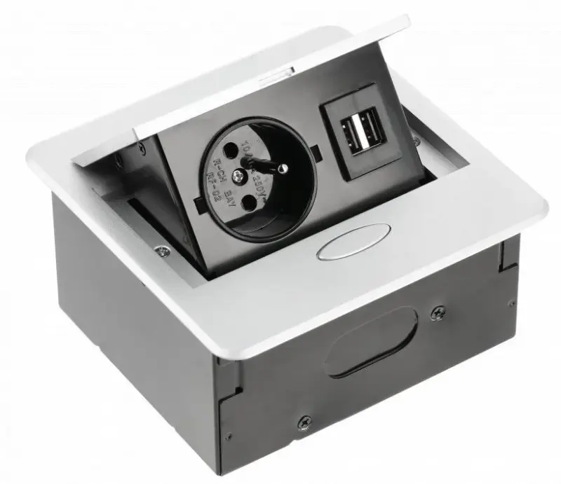 Indux Flip Small kuchynská zásuvka do pracovnej dosky alebo horného skrinky, matná biela, s 2 USB nabíjačkami 1208957426