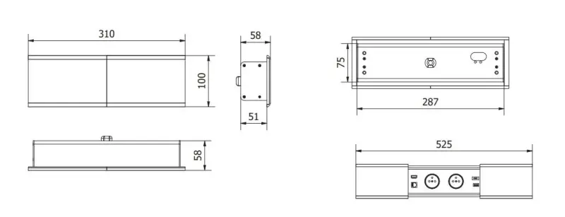 Indux Slide max vstavaná kuchynská zásuvka do pracovnej dosky s USB-A, HDMI, RJ45 a USB-C, farba matná biela 1208957429