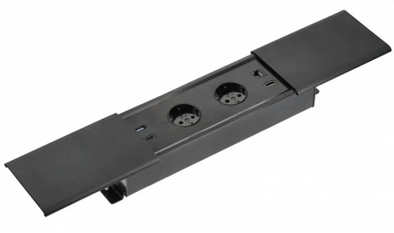Indux Slide max vstavaná kuchynská zásuvka do pracovnej dosky s USB-A, HDMI, RJ45 a USB-C, farba matná čierna 1208957430