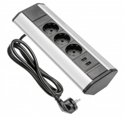Indux Corner rohová kuchynská zásuvka s 3 uzemnenými zásuvkami a 2 USB nabíjačkami 1208957431