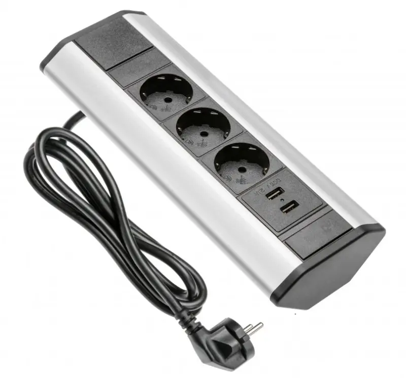 Indux Corner rohová kuchynská zásuvka s 3 uzemnenými zásuvkami a 2 USB nabíjačkami 1208957431