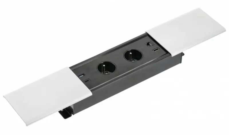 Indux Slide max vstavaná kuchynská zásuvka s uzemnením do pracovnej dosky s USB-A, HDMI, RJ45 a USB-C, farba matná biela 1208957440