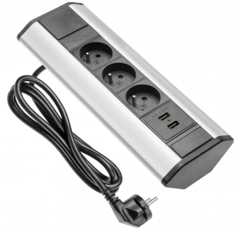 Indux Corner rohová kuchynská zásuvka s 3 zemnými zásuvkami a 2 USB nabíjačkami 1208957442