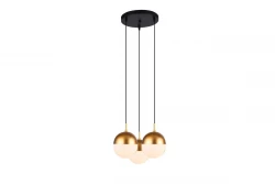 Decor Abies mosadzná zlatá moderná závesná lampa s okrúhlym kovovým tienidlom 7597