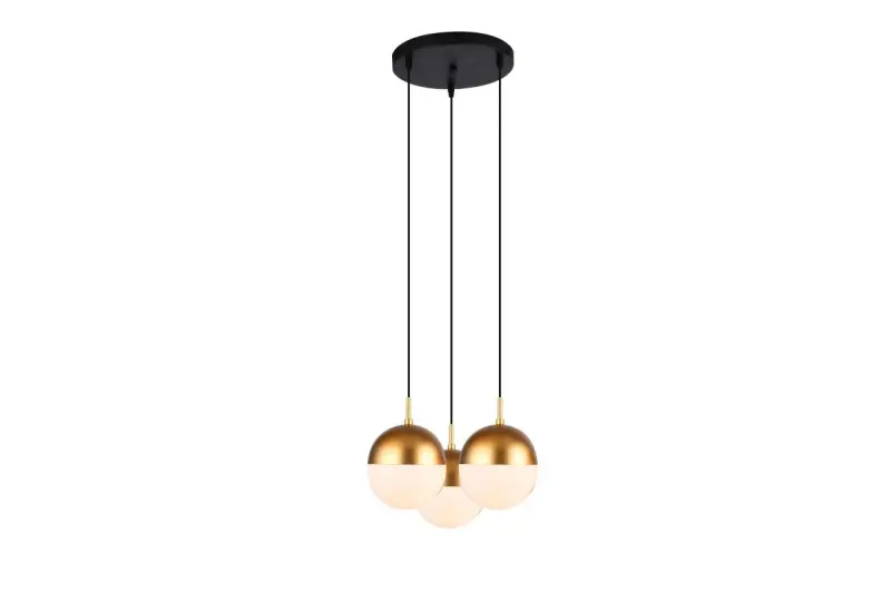 Decor Abies mosadzná zlatá moderná závesná lampa s okrúhlym kovovým tienidlom 7597