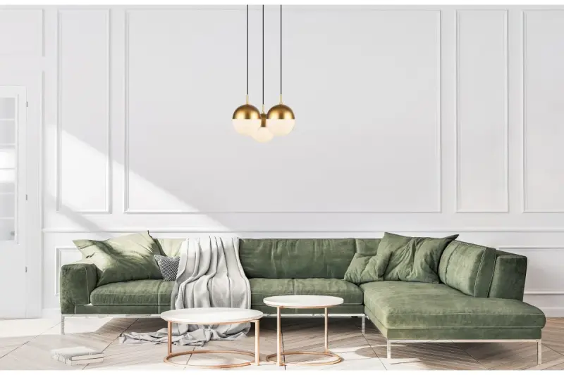 Decor Abies mosadzná zlatá moderná závesná lampa s okrúhlym kovovým tienidlom 7597