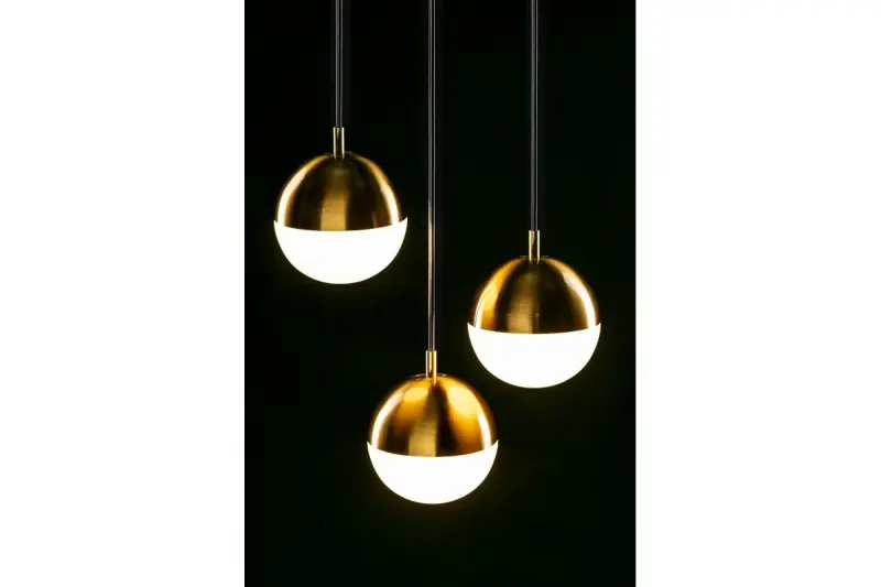 Decor Abies mosadzná zlatá moderná závesná lampa s okrúhlym kovovým tienidlom 7597