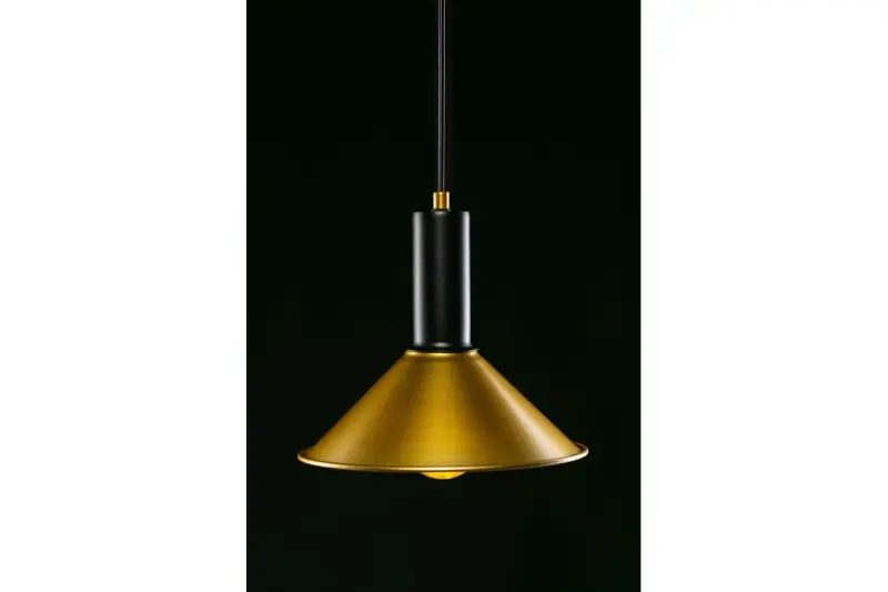 Decor Prive moderný zlatý mosadzný závesný luster kónického tvaru 7610
