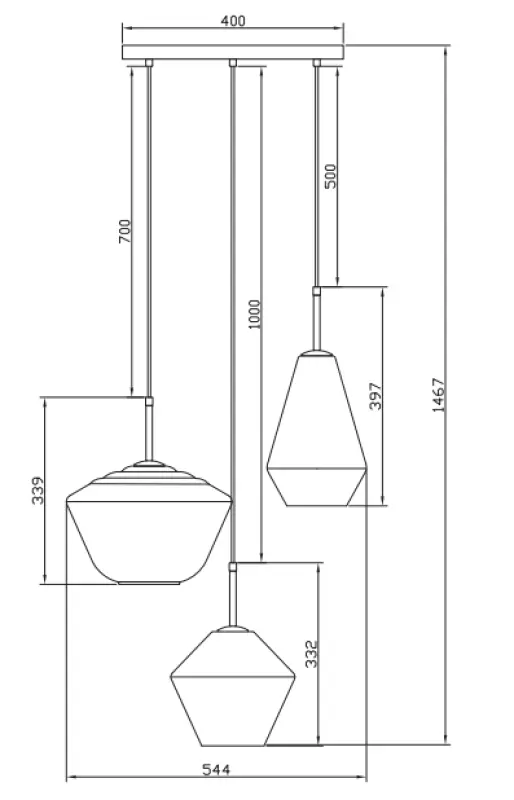 Decor Lime 1467 mm vysoká moderná zlatá závesná lampa s 3 svetelnými zdrojmi 7983