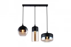 Moderne závesná lampa Decor Lender z kovu a skla s 3 svetelnými zdrojmi 9270