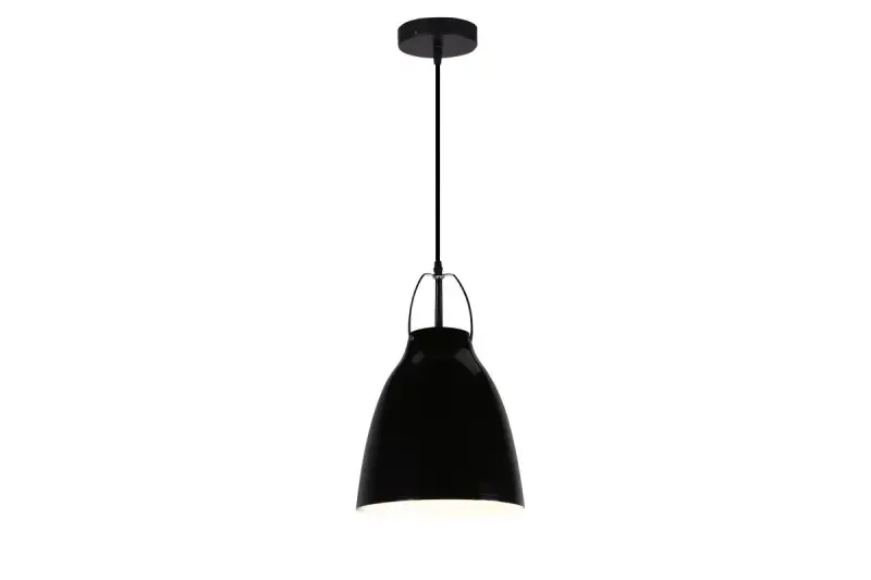 Decor Orient kužeľovitá kovová závesná lampa čierna s kontrastnou bielou vnútornou stranou 4475