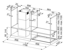 Franke Mythos T-Shelf ostrovný digestor matná čierna 180 cm s policami 3250678073