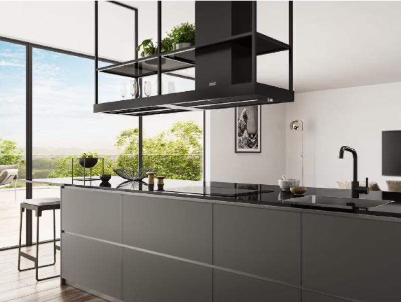 Franke Mythos T-Shelf ostrovný digestor matná čierna 180 cm s policami 3250678073