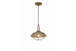 Decor Solen závesná lampa v industriálnom štýle so zlatou mriežkou, priemer 26,5 cm, 2362
