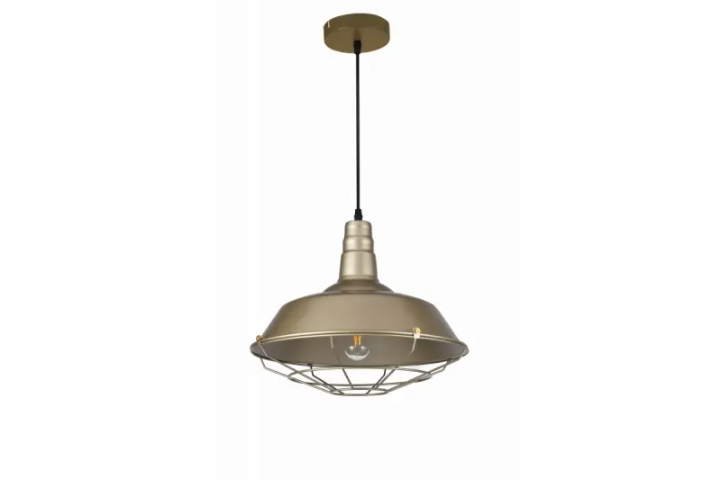 Decor Solen závesná lampa s industriálnym dizajnom so zlatou mriežkou, priemer 36,5 cm 3703