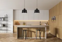 Decor Margus matná čierna kovová závesná lampa s dreveným doplnkom 2911