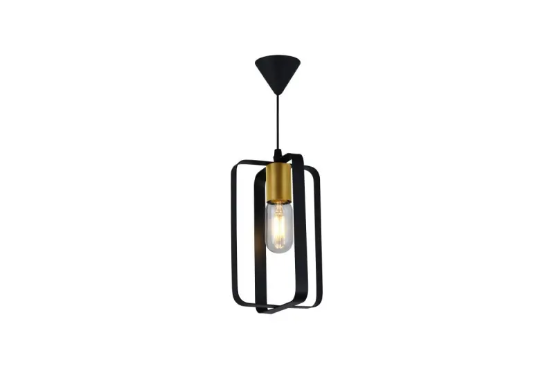 Dekoratívna závesná lampa Oxalis s čiernym kovovým rámom v geometrickom tvare, priemer 13 cm, 3185
