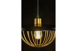 Decor Tulip moderný závesný luster s čiernym kovovým okrajom a zlatou drôtenou klietkou 3444