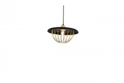 Decor Tulip moderný závesný luster s čiernym kovovým okrajom a zlatou drôtenou klietkou 3444
