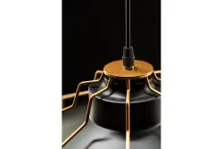Dekor Goa čierna závesná lampa s dekoratívnym zlatým rámom 3512