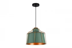 Dekoratívna zelená závesná lampa Goa so zlatým rámom 3499