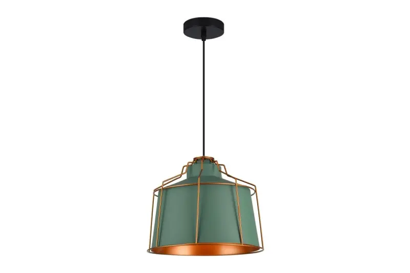Dekoratívna zelená závesná lampa Goa so zlatým rámom 3499