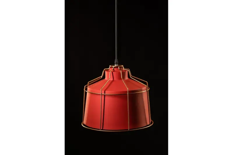 Decor Goa červená závesná lampa s dekoratívnym zlatým rámom 3536