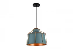 Decor Goa modrá závesná lampa s dekoratívnym zlatým rámom 3574