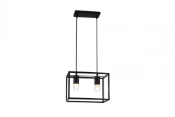 Deco Diu čierna geometrická závesná lampa s 2 svetelnými zdrojmi, šírka 30 cm, 3628