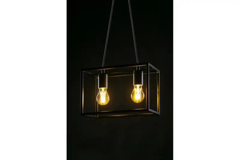 Deco Diu čierna geometrická závesná lampa s 2 svetelnými zdrojmi, šírka 30 cm, 3628