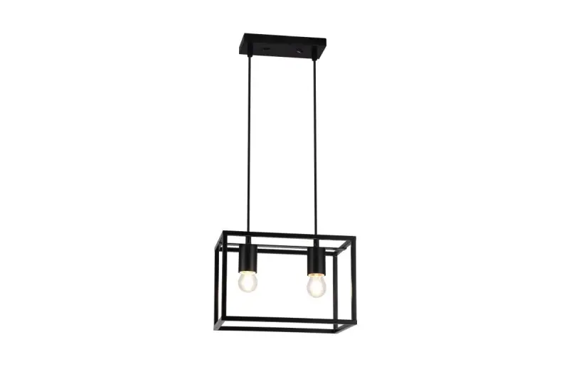 Deco Diu čierna geometrická závesná lampa s 2 svetelnými zdrojmi, šírka 30 cm, 3628