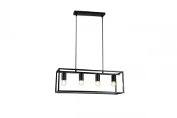 Dekor Diu čierna geometrická závesná lampa so 4 svetelnými zdrojmi, šírka 60 cm 3635