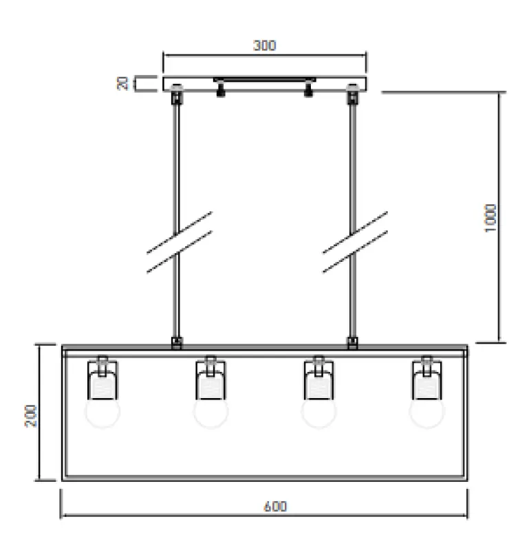 Dekor Diu čierna geometrická závesná lampa so 4 svetelnými zdrojmi, šírka 60 cm 3635