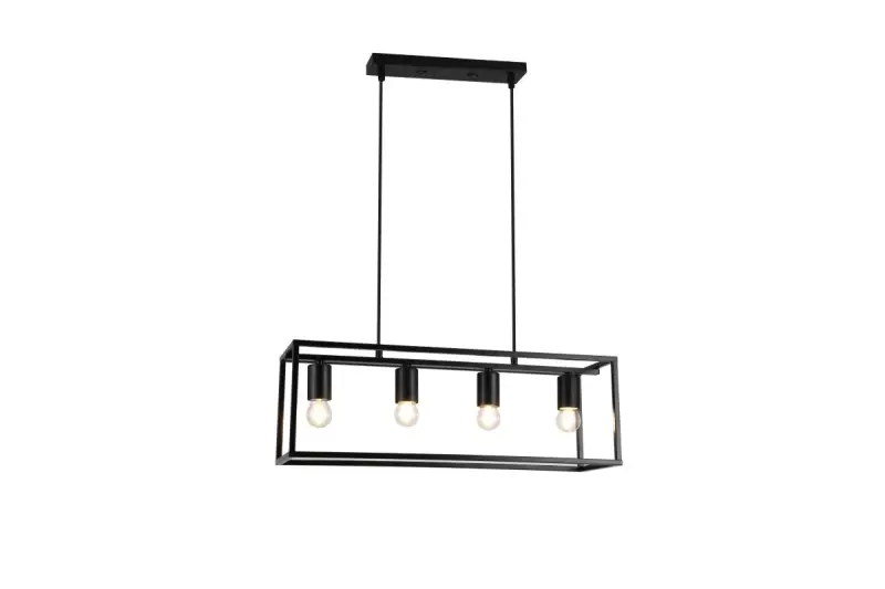 Dekor Diu čierna geometrická závesná lampa so 4 svetelnými zdrojmi, šírka 60 cm 3635