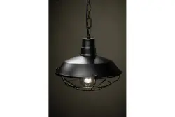Deco Lars čierna závesná lampa s industriálnou čiernou mriežkou, priemer 26 cm, 2233