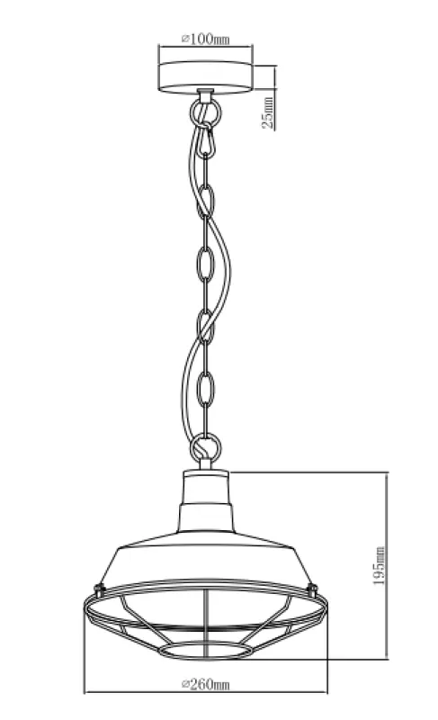 Deco Lars čierna závesná lampa s industriálnou čiernou mriežkou, priemer 26 cm, 2233