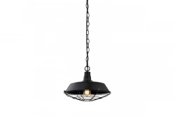 Decor Lars čierna závesná lampa s industriálnou čiernou mriežkou, priemer 36 cm, 2295