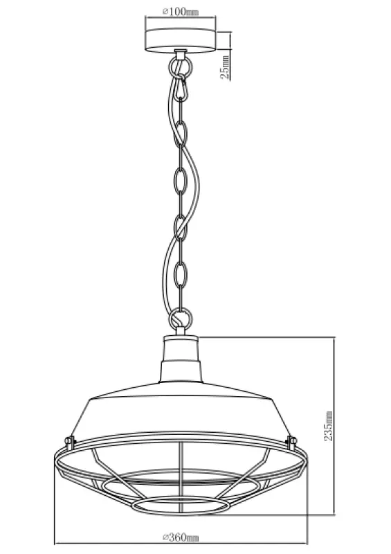Decor Lars čierna závesná lampa s industriálnou čiernou mriežkou, priemer 36 cm, 2295