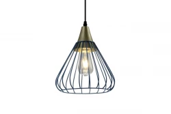 Decor Tess modrá kovová kužeľovitá drôtená závesná lampa 2578