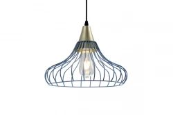 Dekor Lotte modrá kužeľovitá vintage závesná lampa z drôtu 2660