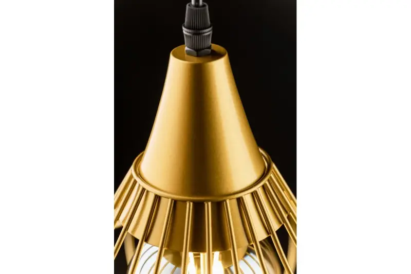 Decor Lotte zlatá kužeľovitá vintage drôtená závesná lampa 2646
