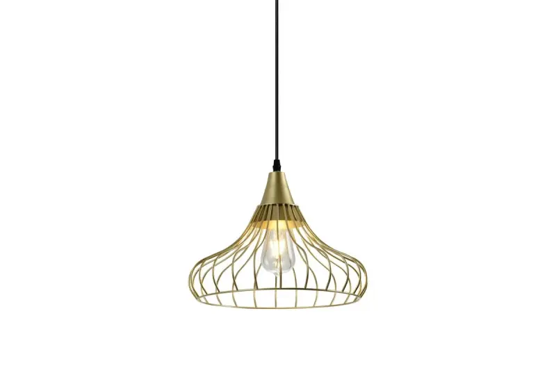 Decor Lotte zlatá kužeľovitá vintage drôtená závesná lampa 2646