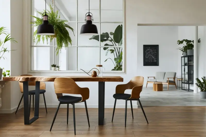 Decór Noor elegantný čierny závesný luster s medeným prvkom 2691
