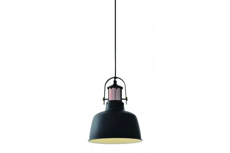 Decór Noor elegantný čierny závesný luster s medeným prvkom 2691