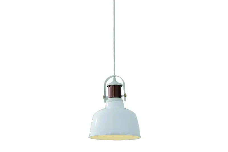 Dekor Noor elegantná biela závesná lampa s medeným prvkom 6934