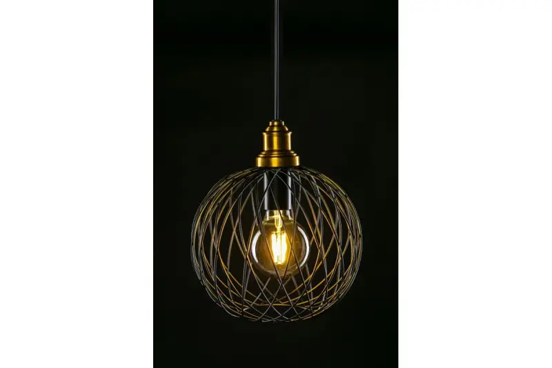 Dekor Viela čierna drôtová kovová závesná lampa guľového tvaru priemer 25 cm 6972