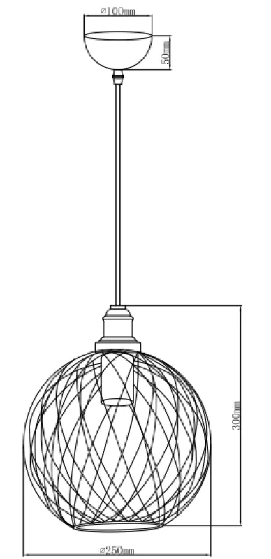 Dekor Viela čierna drôtová kovová závesná lampa guľového tvaru priemer 25 cm 6972