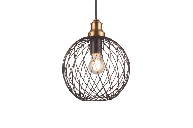 Dekor Viela čierna drôtová kovová závesná lampa guľového tvaru priemer 25 cm 6972