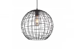 Decor Viela čierna zlatá drôtová kovová závesná lampa guľového tvaru s priemerom 35 cm 6996